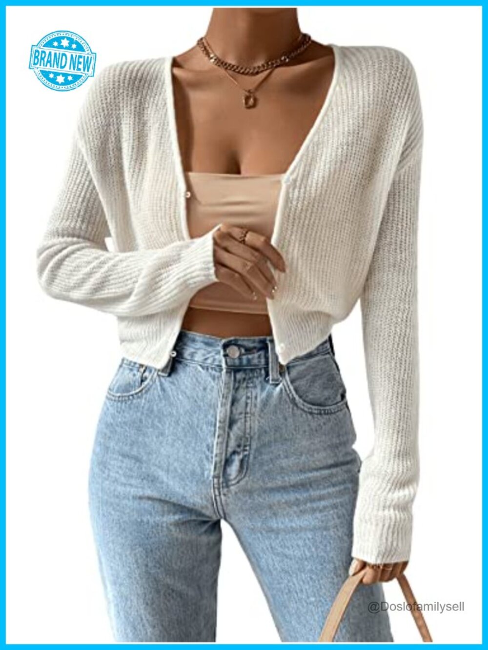 Verdusa Drop Shoulder Long Sleeve Button Up Knit Cardigan Sweater